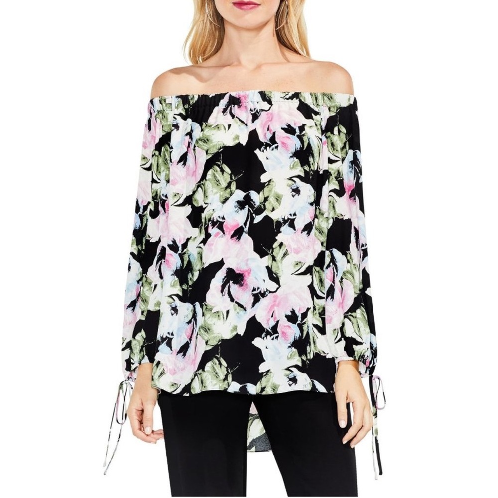 Vince Camuto floral off the shoulder long sleeve blouse